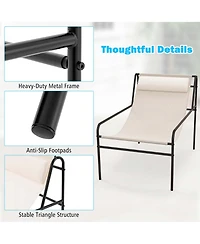 1PC Patio Sling Lounge Chair with Removable Headrest Pillow Breathable Seat