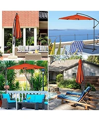 10 Ft Hanging Umbrella Patio Sun Shade Offset Outdoor Market Cross Base