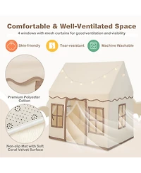 Costway Kids Play Castle Tent Large Playhouse Toys Gifts with Star Lights Washable Mat