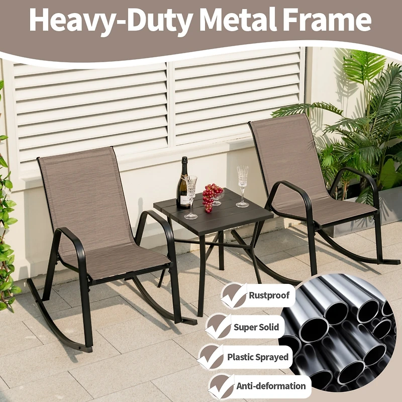 4 Pcs Patio Rocking Chair Heavy-Duty Metal Rocker Outdoor Anti-Slip