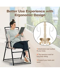 Costway 2pcs Patio Folding Sling Chairs Dining Armrest Backrest Outdoor Portable