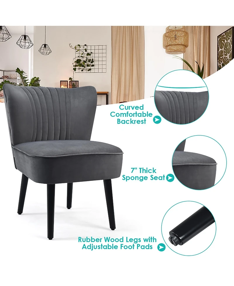 Costway Set of 2 Armless Accent Chair Upholstered Leisure Chair Single Sofa