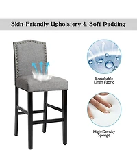Set of 2 Bar Stools 30'' Upholstered Kitchen Chairs