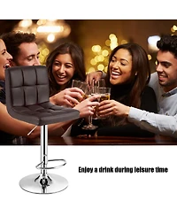 Set of 2 Adjustable Bar Stools Pu Leather Swivel Kitchen Counter Pub Chair