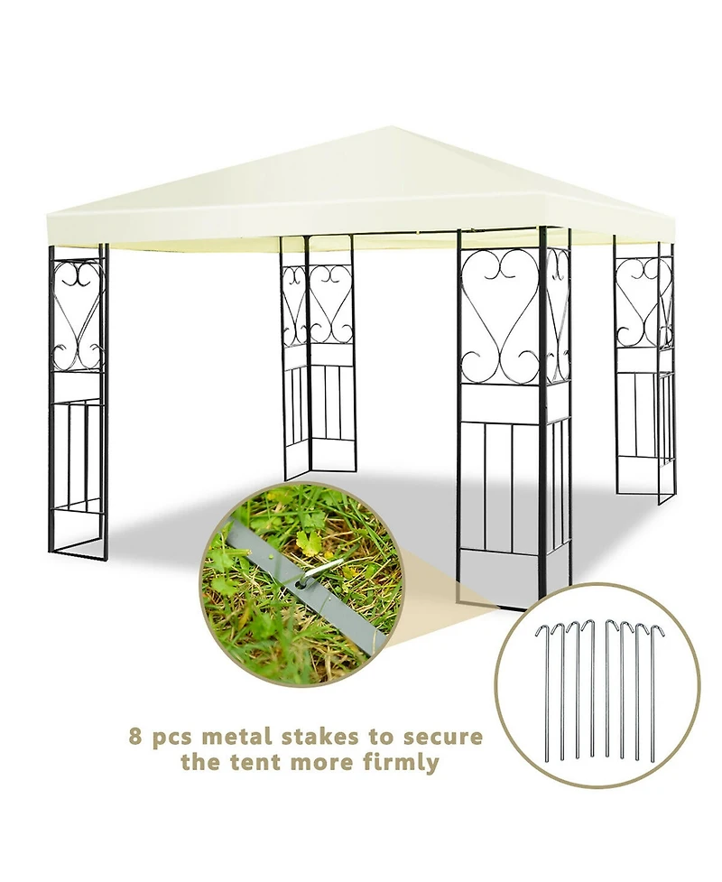 Costway 10'x10' Patio Gazebo Canopy Tent Steel Frame Shelter Patio Party Awning