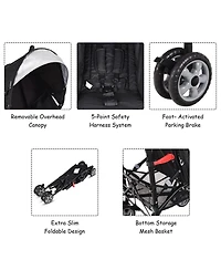 Costway Toddler Folding Lightweight Umbrella Travel Stroller w/ Storage Basket