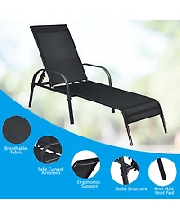 Costway Set of 2 Patio Lounge Chairs Sling Chaise Lounge Recliner Adjustable