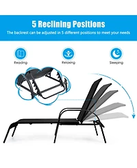 Costway Set of 2 Patio Lounge Chairs Sling Chaise Lounge Recliner Adjustable