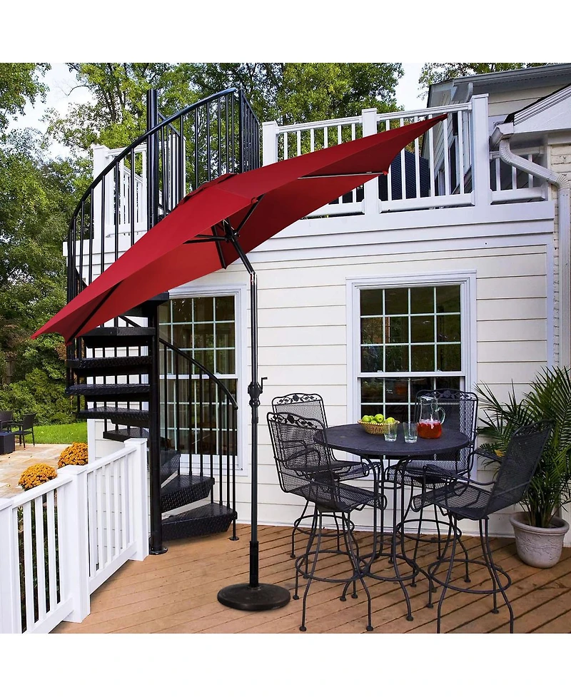 10FT Patio Umbrella 6 Ribs Market Steel Tilt W/ Crank Outdoor Garden