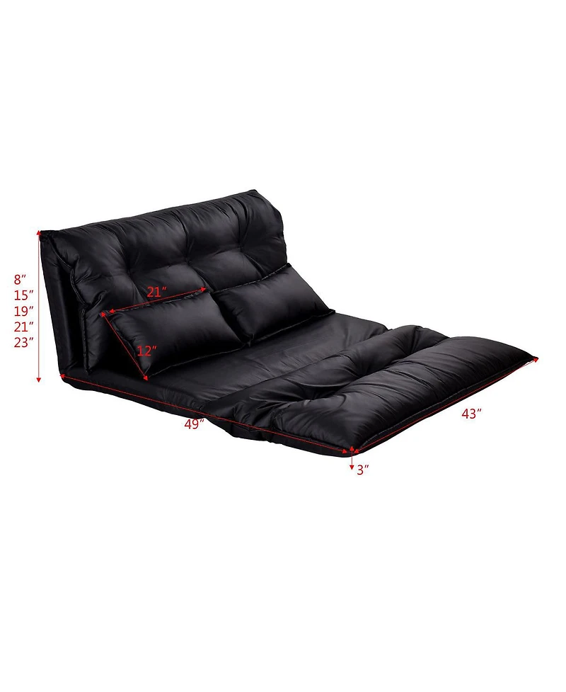 Costway Pu Leather Foldable Modern Leisure Floor Sofa Bed Video Gaming