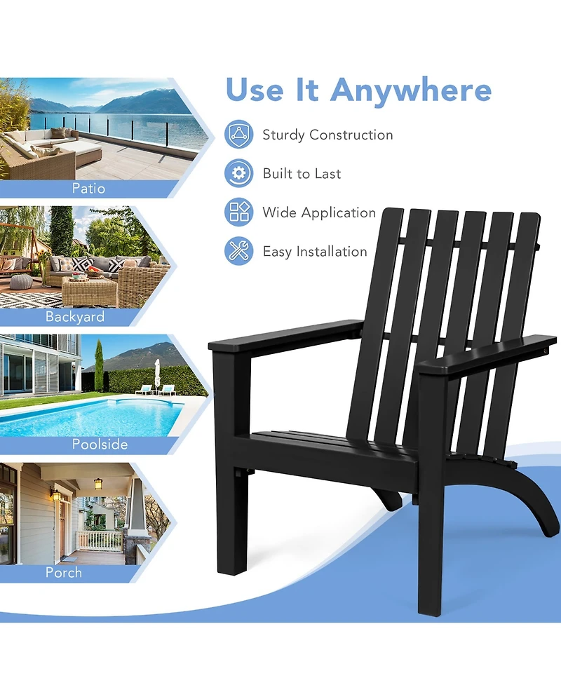 Costway Patio Adirondack Chair Acacia Wood Lounge Armrest Garden Deck