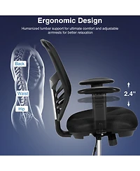 Mesh Drafting Chair Office Chair w/Adjustable Armrests & Foot-Ring