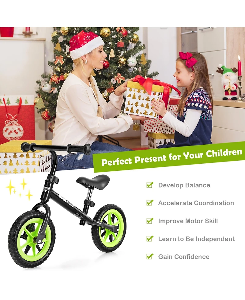 Kids Balance Bike No Pedal Training Bicycle w/ Adjustable Handlebar & Seat
