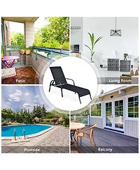 Costway 2PCS Outdoor Patio Lounge Chair Chaise Fabric Adjustable Reclining