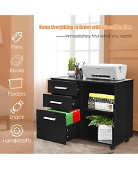 3-Drawer File Cabinet Mobile Lateral Printer Stand