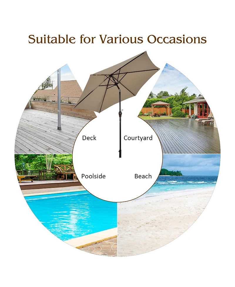 9Ft Outdoor Market Patio Table Umbrella Push Button Tilt Crank Lift