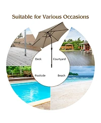 9Ft Outdoor Market Patio Table Umbrella Push Button Tilt Crank Lift