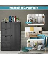 4 Drawer Freestanding Bathroom Floor Cabinet Adjustable Storage Cupboard