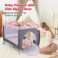 Costway Girls 3 in 1 Playard Portable Nursery Center w/ Zippered Door Mint
