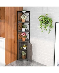 6-Tier Corner Bookshelf with 5-Level Adjustable Shelf & Anti-Tipping Kits