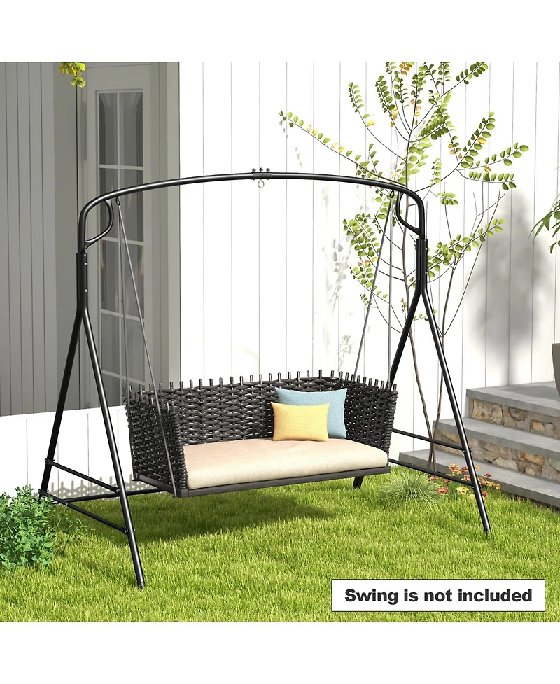 Costway Outdoor Metal Swing Frame Sturdy A-Shaped Porch Swing Stand with Extra Side Bars