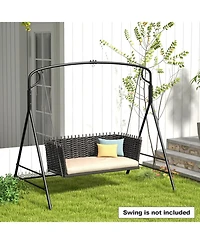 Costway Outdoor Metal Swing Frame Sturdy A-Shaped Porch Swing Stand with Extra Side Bars