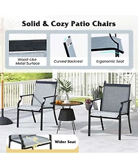 2 Piece Patio Dining Chairs Large Outdoor with Breathable Seat & Metal Frame