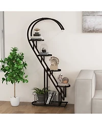 Costway 5 Tier Metal Plant Stand Heart-shaped Shelf with Hanging Hook for Multiple Plants