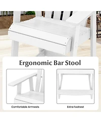 Costway 4 Pcs Tall Bar Stool Hdpe Patio Chair with Armrest Footrest Home Indoor Outdoor