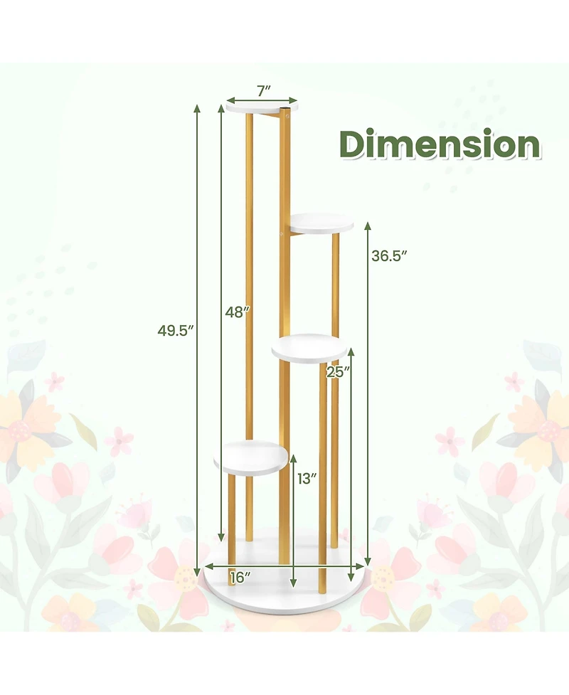 4-Tier Metal Plant Stand 49.5" Tall Potted Planter Display Shelf Storage Rack