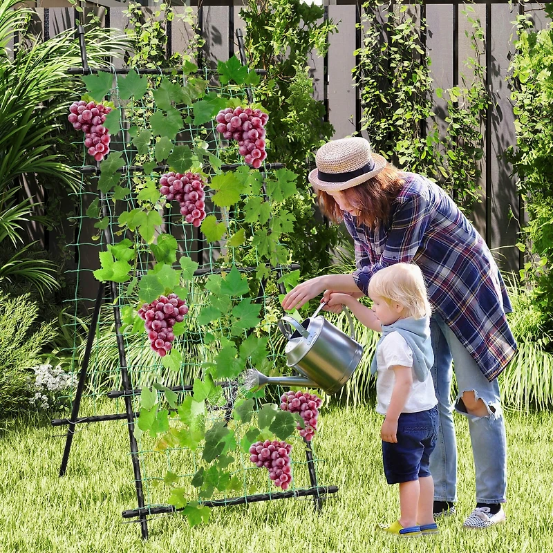 74" Garden Cucumber Trellis for Plant Climbing with Pe-Coated Frame, Trellis Net