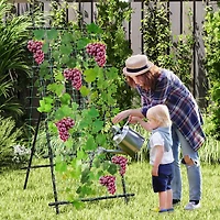 74" Garden Cucumber Trellis for Plant Climbing with Pe-Coated Frame, Trellis Net