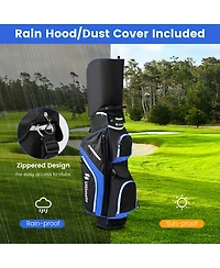 Costway Lightweight Golf Cart Bag with 14 Way Top Dividers 9 Pockets Rain Hood Cooler