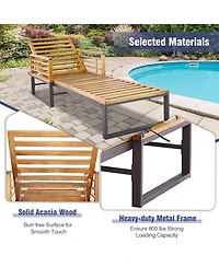 2PCS Patio Cushioned Chaise Lounge Chair Adjustable Reclining Lounger