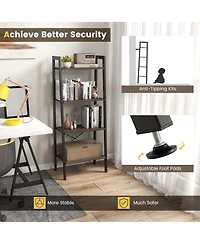 4-Tier Bookshelf Industrial Display Storage Shelf Plant Flower Stand Metal Frame