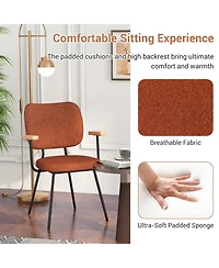 Set of 2 Modern Linen Fabric Dining Chairs Padded Kitchen Accent Armchair