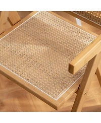 Costway Set of Rattan Accent Chairs Mid Century Dining Armchair Bamboo Frame Kitchen