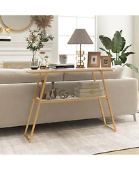 44'' Long Narrow Couch Table 2-Tier Console Table Entryway Table