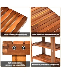 3-Tier Wood Shoe Rack Shoe Bench Freestanding Boots Storage Organizer Heavy-duty
