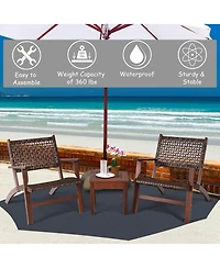 Costway 3PCS Patio Rattan Furniture Set Coffee Table