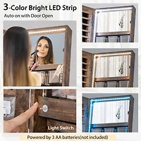 Costway Jewelry Cabinet Armoire 3 Color Led Modes Full-Length Frameless Mirror Lockable