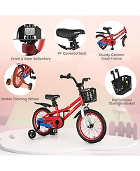 16'' Kid's Bike with Removable Training Wheels & Basket for 4-7 Years Old