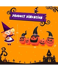 Costway 8 Ft Tall Inflatable Pumpkin Family Waterproof Halloween Yard Decoration w/Led Lights