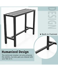 Outdoor Metal Bar Table 48'' Patio Rectangular Counter Height Dining Table