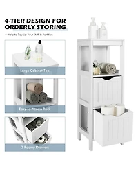 Bathroom Floor Cabinet Freestanding Side Storage Organizer w/2 Removable Drawers