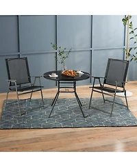 Costway 34 Inch Patio Dining Table Round Tempered Glass Tabletop with 1.5'' Umbrella Hole