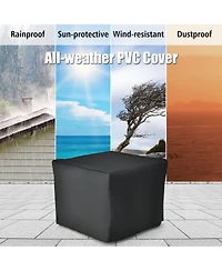 Costway 28 Inch Square Propane Gas Fire Pit Table with Fire Glasses &Rain