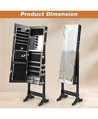Costway Jewelry Cabinet Armoire Full Length Frameless Mirror Lockable with Lights
