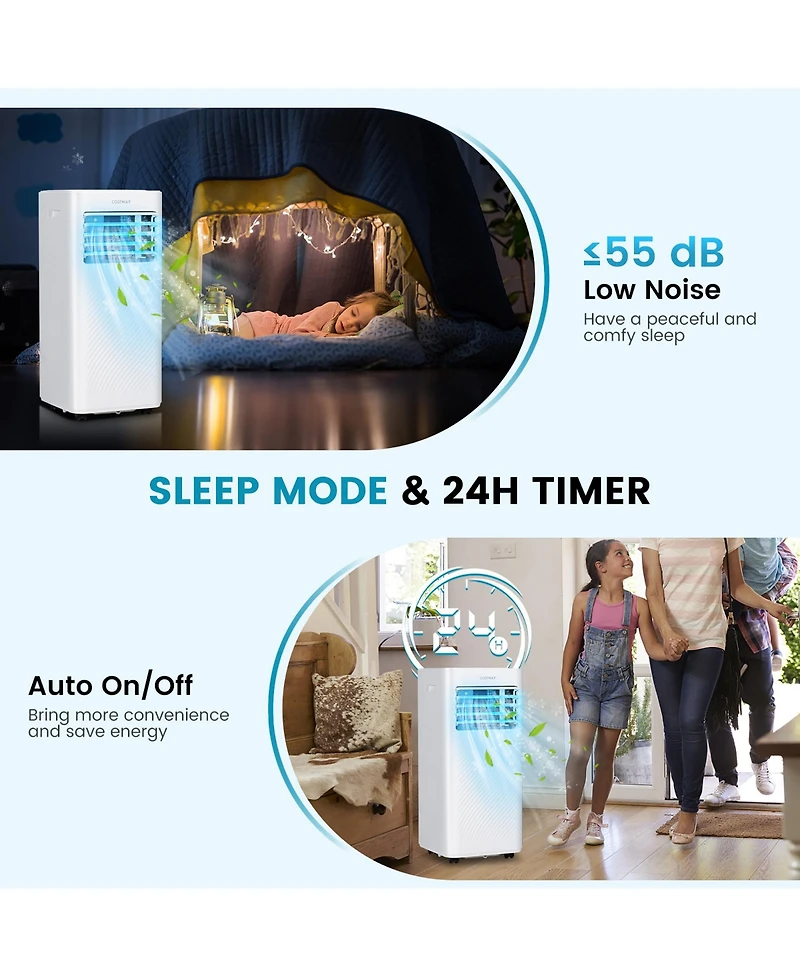 8000 Btu Portable Air Conditioner 4-in-1 Ac Unit with Cool Fan Dehum Sleep Mode
