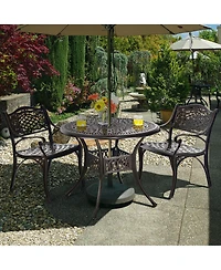 Costway 2PCS Patio Dining Bistro Chair All Weather Cast Aluminum Armrest Garden